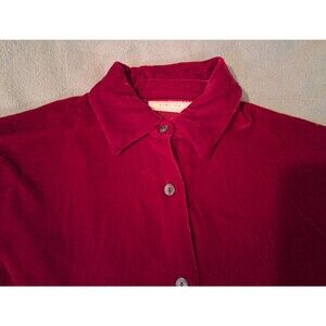 VALERIE STEVENS EVENING Vintage Red Velvet Button-Up Blouse Women 6 Silk Blend